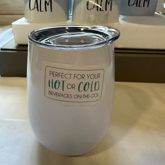 Set of 6 Calm White Tumblers with Lids - Picture 2 of 4